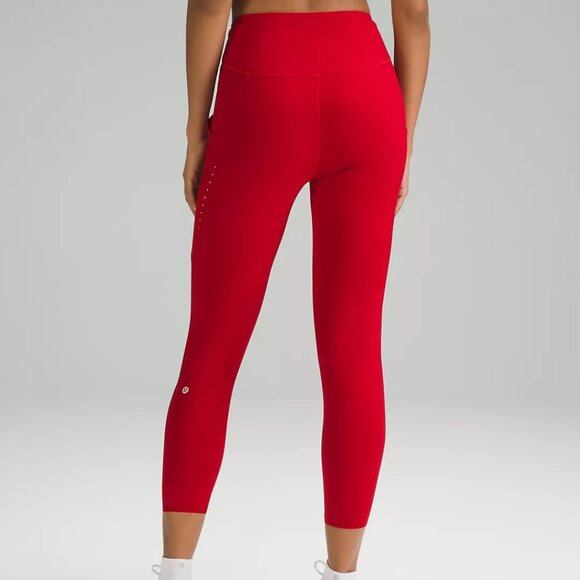Lululemon - Fast and Free HR Crop 23" with Pockets Dark Red Size 6 - Picture 2 of 6